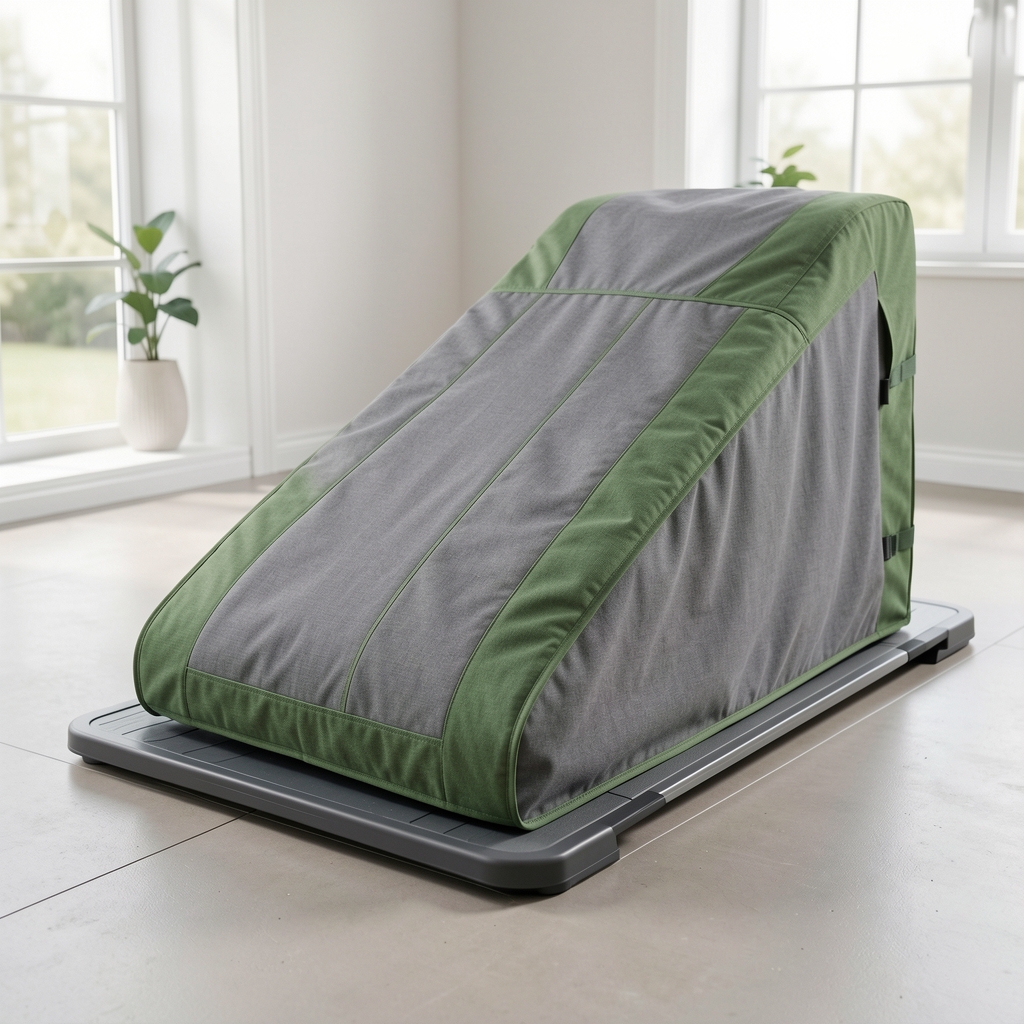Cama ortopédica para perros grandes con base antideslizante y funda lavable en color gris y verde