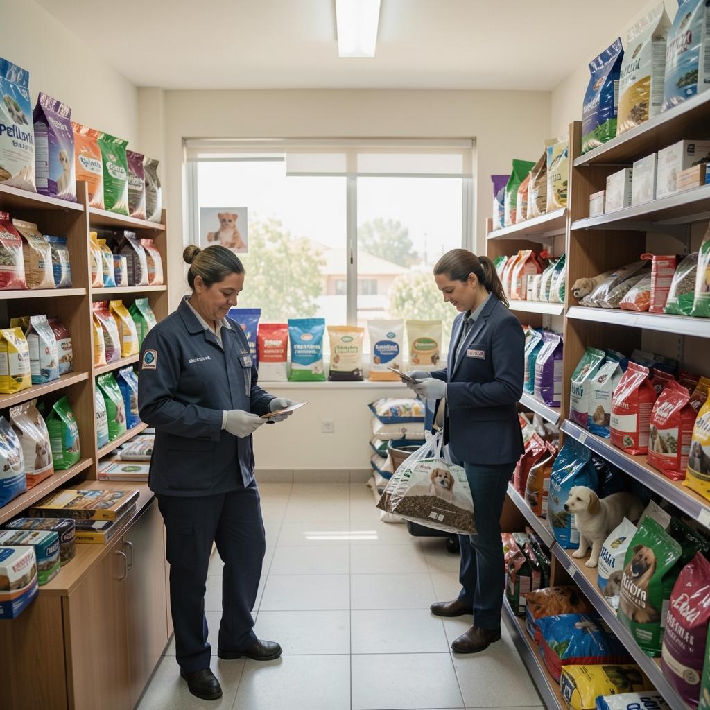 Equipo de Petloria S.R.L. trabajando en las oficinas de Córdoba, Argentina, rodeados de productos para mascotas