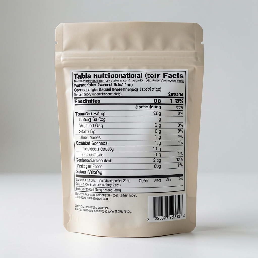 Tabla nutricional y valores energéticos del Royal Canin Medium Adult impresos en el reverso del packaging